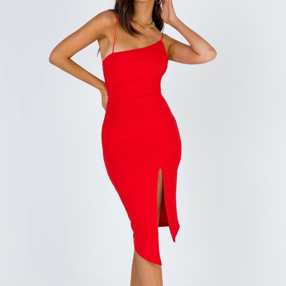 Princess Polly Aero Midi Dress Red - Size 0 - Picture 1 of 4